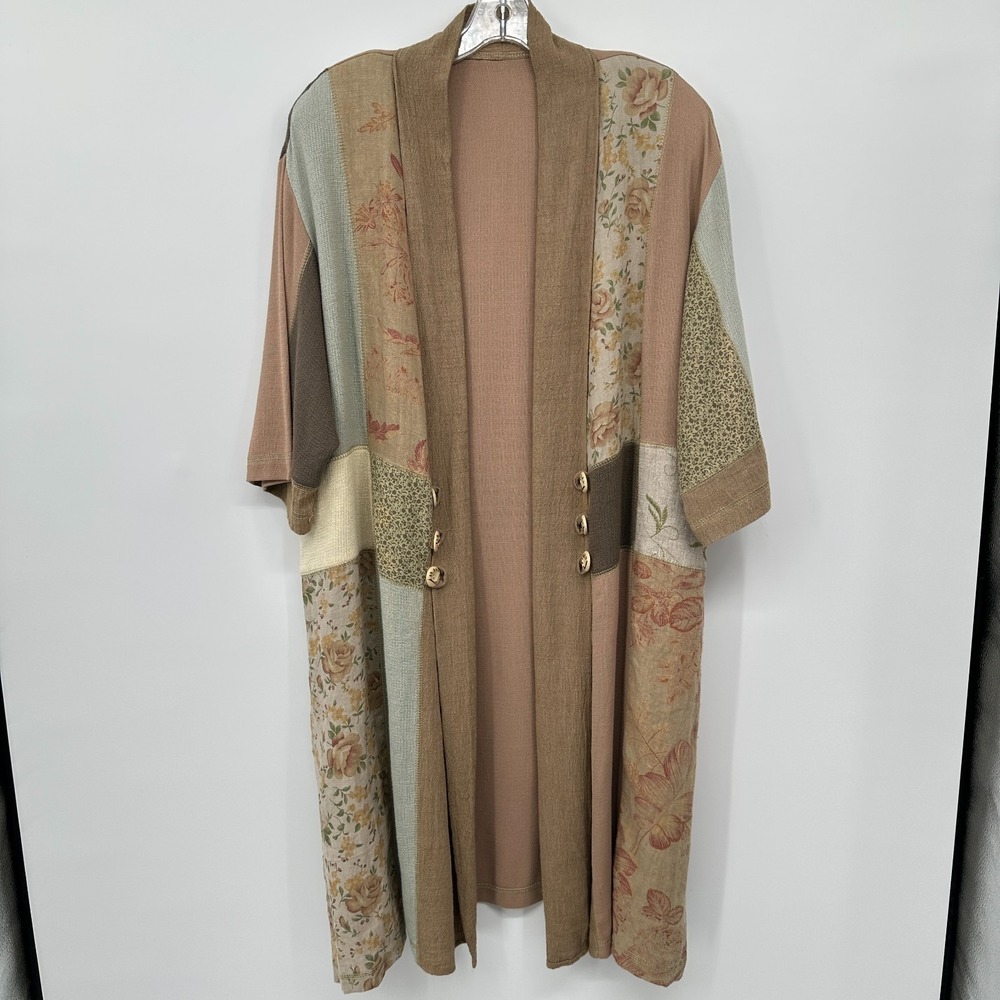 Vintage Spencer Alexis Jacket Pant‎ Set 2X Linen Blend Lagenlook Patchwork USA - Picture 4 of 16